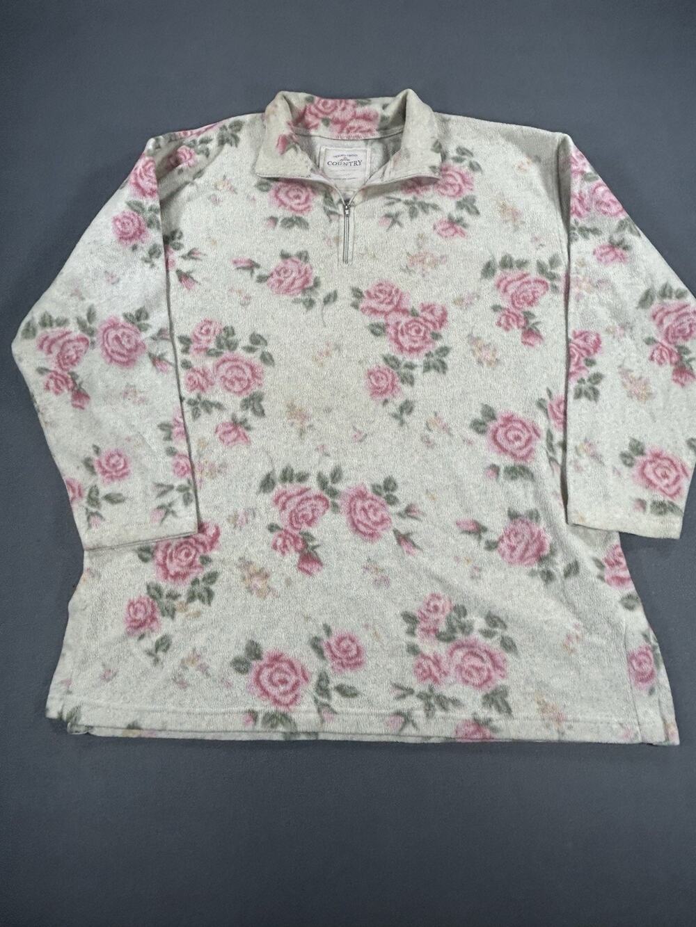 VTG Victoria's Secret Country Floral Fleece Pullover Romantic Cottagecore Size M